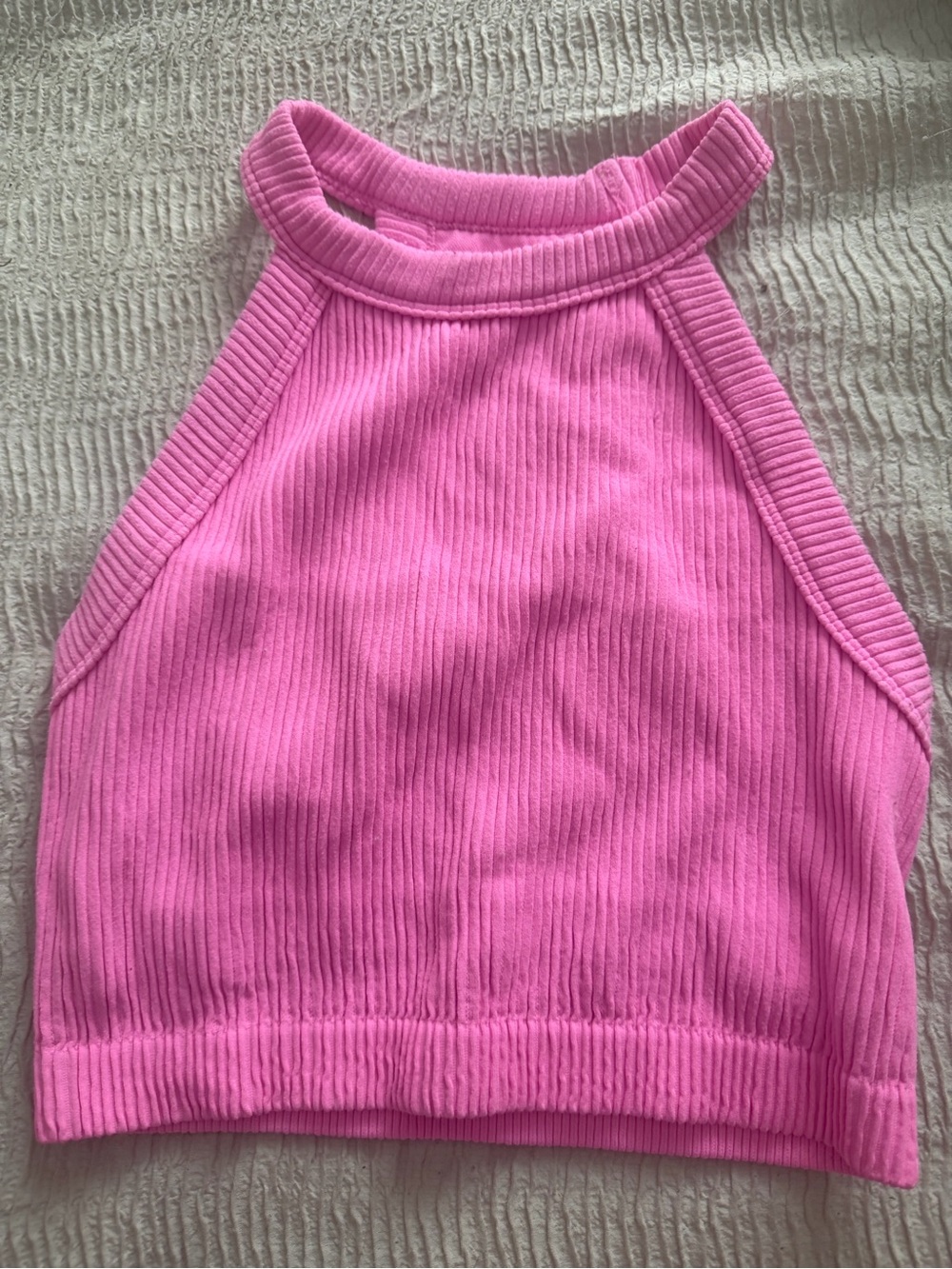 Pink Ribbed Halter Sweater Top - Women